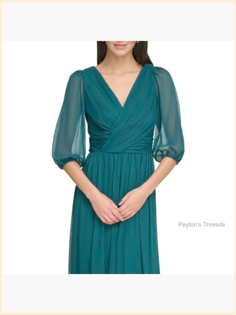 Long Chiffon V-Neck Dress - Picture 5 of 6